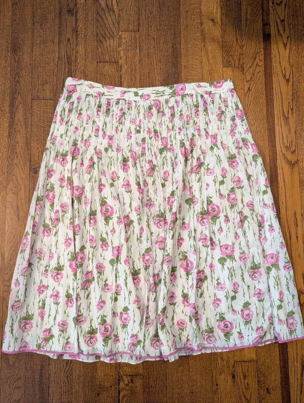 J. Crew Floral Pleated White and Pink Skirt